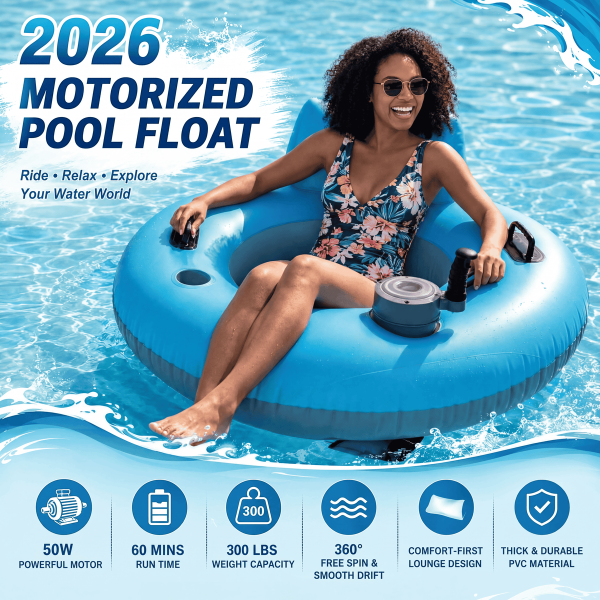 Blue Current Motorised Pool Float - Compact