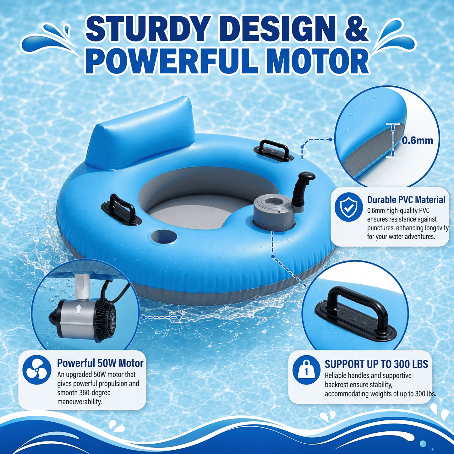 Blue Current Motorised Pool Float - Compact