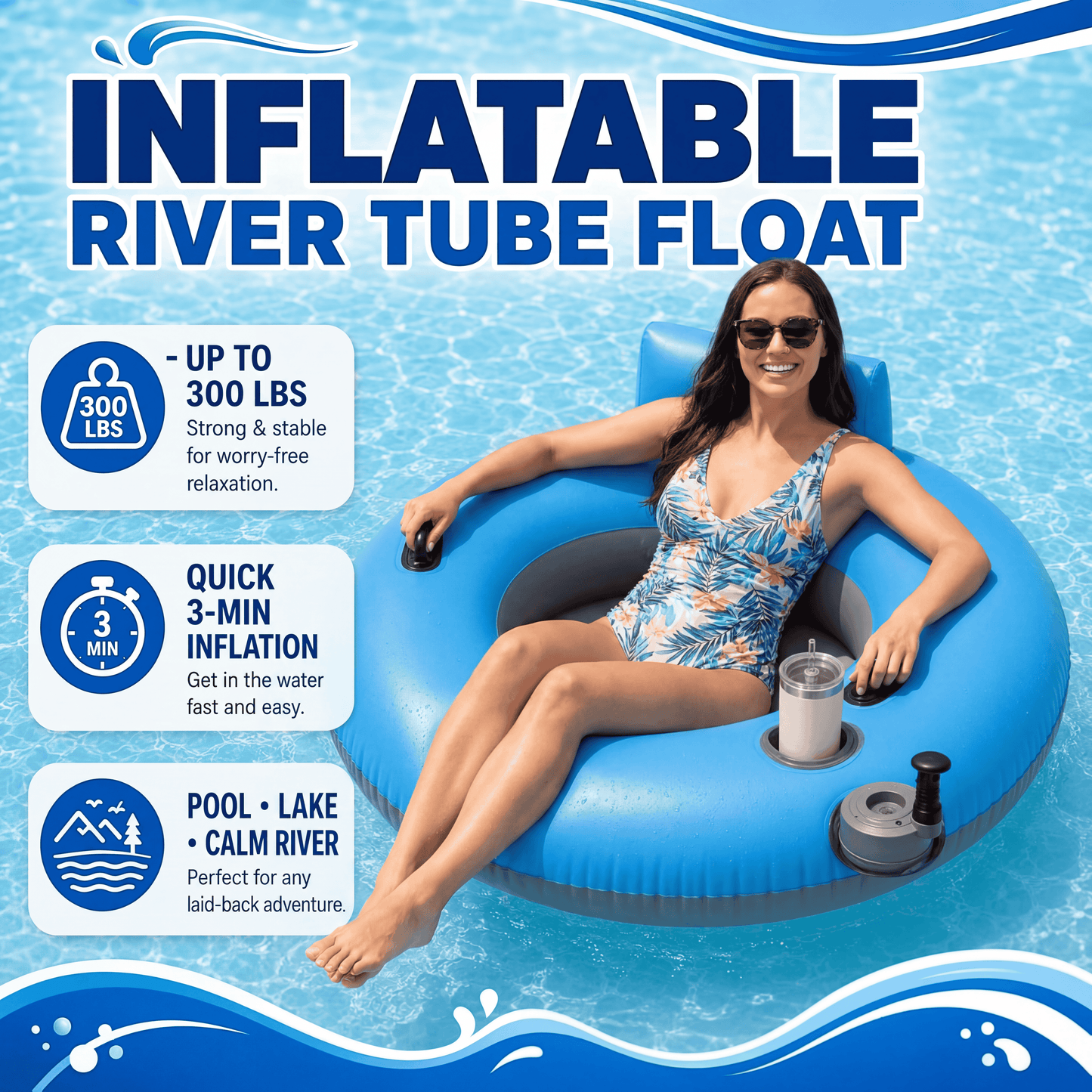 Blue Current Motorised Pool Float - Compact